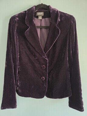 Rafaella Luxurious Silk Blend Velvet Blazer Jacket Purple Size 10